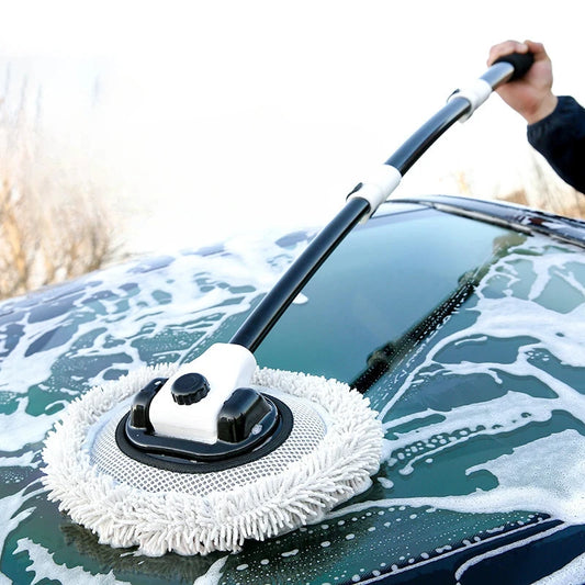 iGadsy™ - Telescopic Car Wash Brush – Soft Chenille Mop with Long Handle for Easy Auto Cleaning & Window Wash
