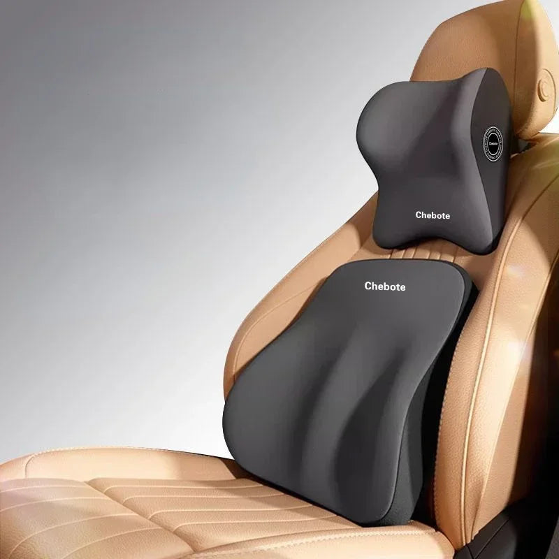 iGadsy™ - Memory Foam Car Neck & Lumbar Support Pillow – Ergonomic Headrest and Back Cushion for Drivers