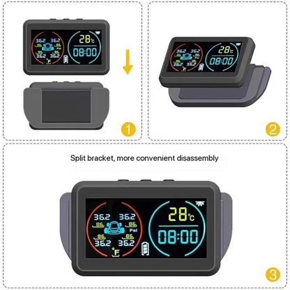 iGadsy™ - Smart Solar TPMS – Wireless Tire Pressure & Temperature Monitoring System with 4 Sensors and Real-Time Alerts