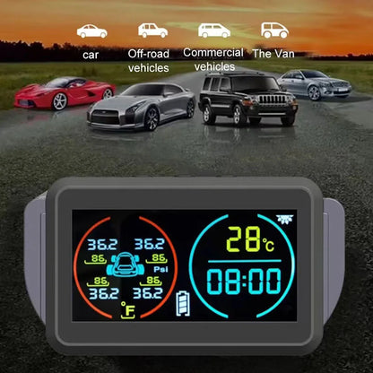 iGadsy™ - Smart Solar TPMS – Wireless Tire Pressure & Temperature Monitoring System with 4 Sensors and Real-Time Alerts