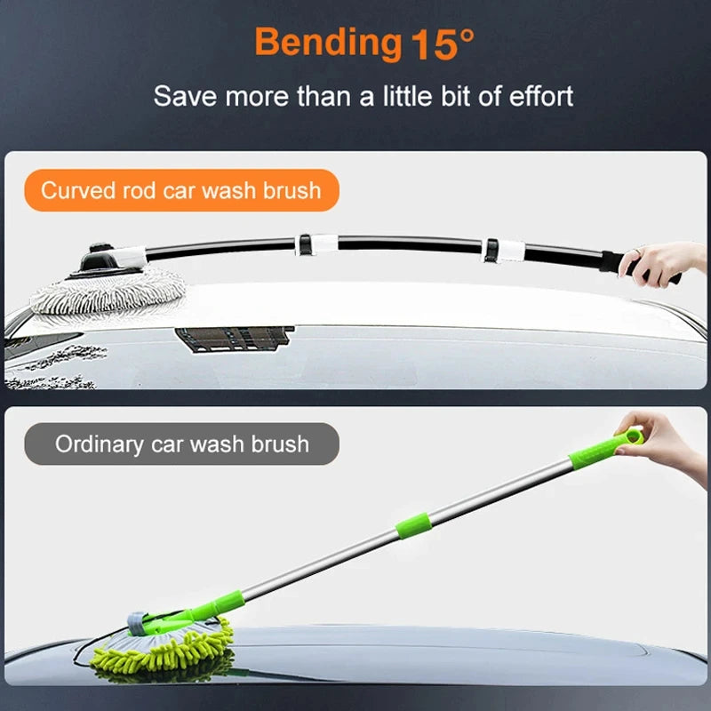 iGadsy™ - Telescopic Car Wash Brush – Soft Chenille Mop with Long Handle for Easy Auto Cleaning & Window Wash