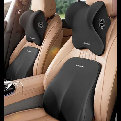 iGadsy™ - Memory Foam Car Neck & Lumbar Support Pillow – Ergonomic Headrest and Back Cushion for Drivers