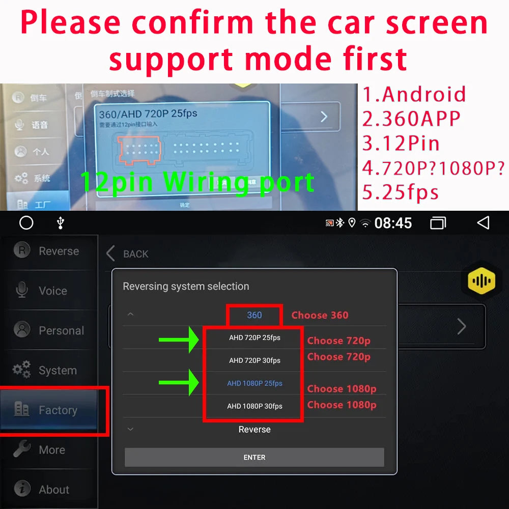 iGadsy™ - 360° Panoramic Car Camera System – Full View Parking Assist for Android Multimedia Screen